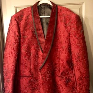 Flower Print Burgundy Dinner Jacket